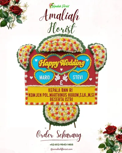 Karangan Papan Bunga Pernikahan di Manegen